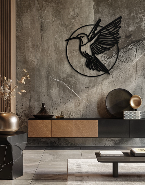Load image into Gallery viewer, Hummingbird Metal Wall Art – Elegant Bird Silhouette Steel Decor for Nature Inspired Spaces- KAF330
