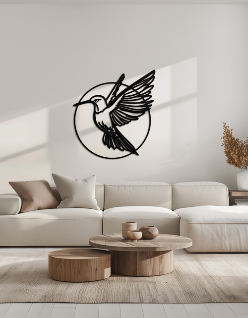 Load image into Gallery viewer, Hummingbird Metal Wall Art – Elegant Bird Silhouette Steel Decor for Nature Inspired Spaces- KAF330
