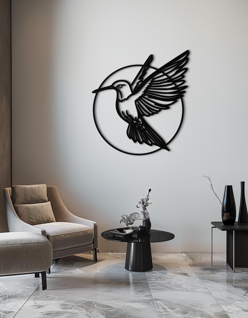 Load image into Gallery viewer, Hummingbird Metal Wall Art – Elegant Bird Silhouette Steel Decor for Nature Inspired Spaces- KAF330

