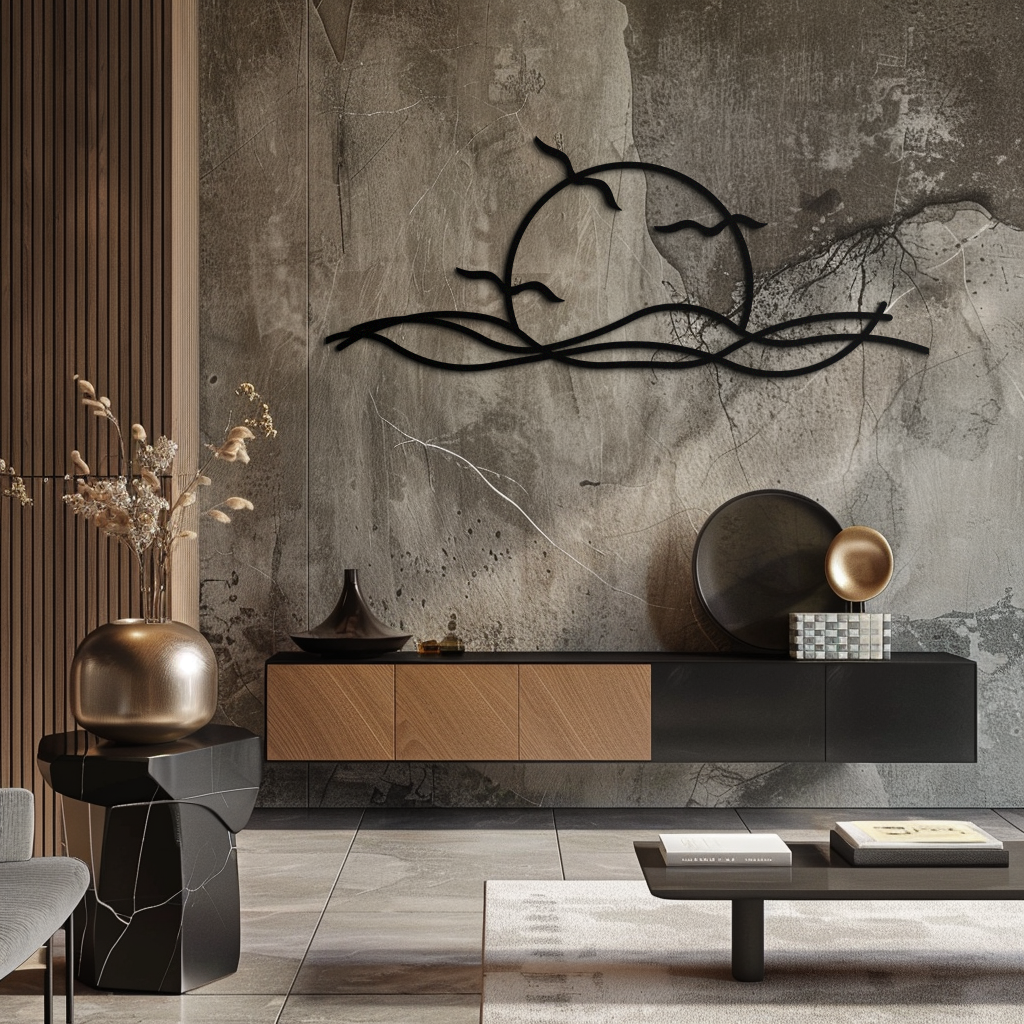 Sunset Metal Wall Art – Sunset Silhouette Steel Decor for Nature-Inspired Interiors- KAF331