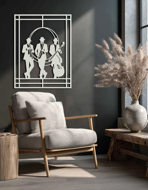 Load image into Gallery viewer, Jazz Musicians Metal Wall Art – Saxophone and Trumpet Player Silhouette Steel Decor for Music Lovers- KAF332

