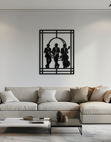 Caz Müzisyenleri Metal Duvar Sanatı – Saksafon ve Trompetçi Silüeti Çelik Dekor Müzik Severler İçin - KAF332