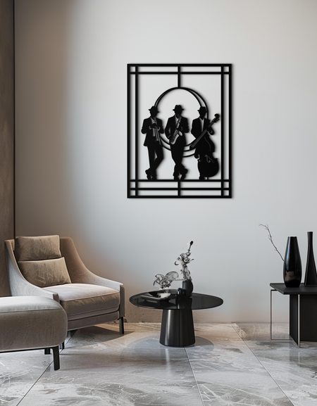 Caz Müzisyenleri Metal Duvar Sanatı – Saksafon ve Trompetçi Silüeti Çelik Dekor Müzik Severler İçin - KAF332