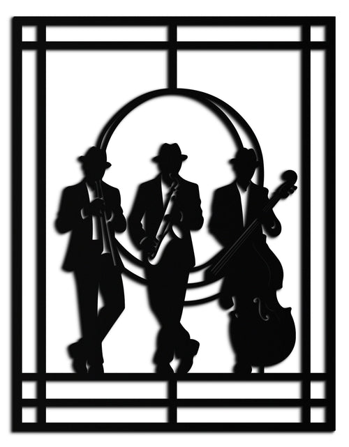 Load image into Gallery viewer, Jazz Musicians Metal Wall Art – Saxophone and Trumpet Player Silhouette Steel Decor for Music Lovers- KAF332
