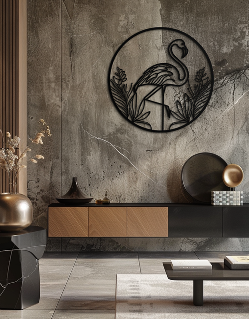 Load image into Gallery viewer, Flamingo Metal Wall Art – Elegant Flamingo Silhouette Steel Decor for Tropical and Modern Spaces- KAF333
