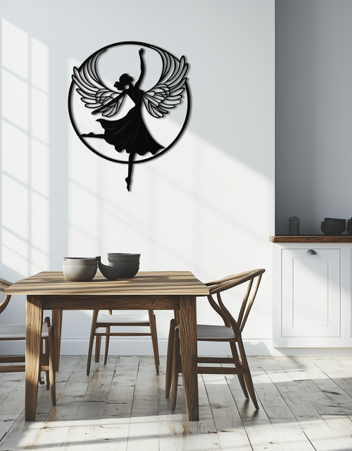 Load image into Gallery viewer, Angel Dancer Metal Wall Art – Winged Woman Silhouette Steel Decor for Elegant and Spiritual Interiors- KAF334
