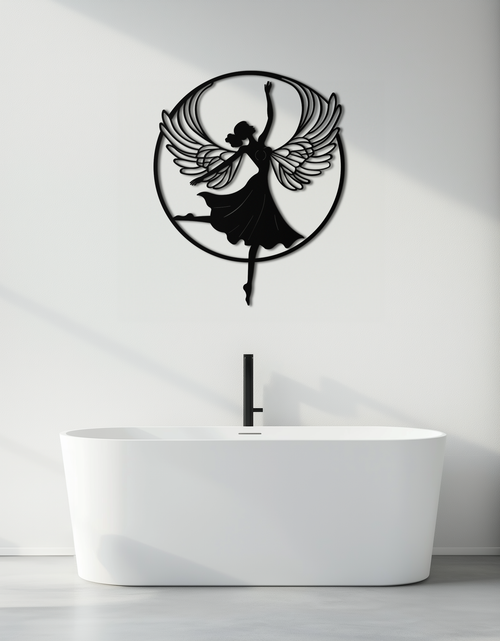 Load image into Gallery viewer, Angel Dancer Metal Wall Art – Winged Woman Silhouette Steel Decor for Elegant and Spiritual Interiors- KAF334
