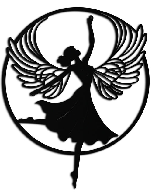 Load image into Gallery viewer, Angel Dancer Metal Wall Art – Winged Woman Silhouette Steel Decor for Elegant and Spiritual Interiors- KAF334
