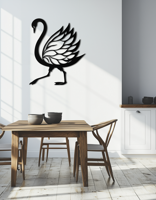 Load image into Gallery viewer, Swan Metal Wall Art – Graceful Swan Silhouette Steel Decor for Elegant and Nature-Inspired Spaces- KAF335
