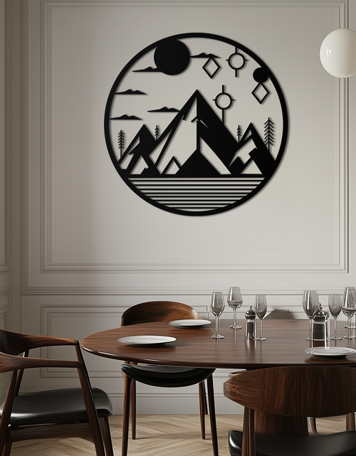 Load image into Gallery viewer, Abstract Mountain Metal Wall Art – Geometric Mountain Silhouette Steel Decor for Modern Interiors- KAF336
