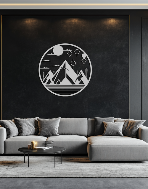 Load image into Gallery viewer, Abstract Mountain Metal Wall Art – Geometric Mountain Silhouette Steel Decor for Modern Interiors- KAF336
