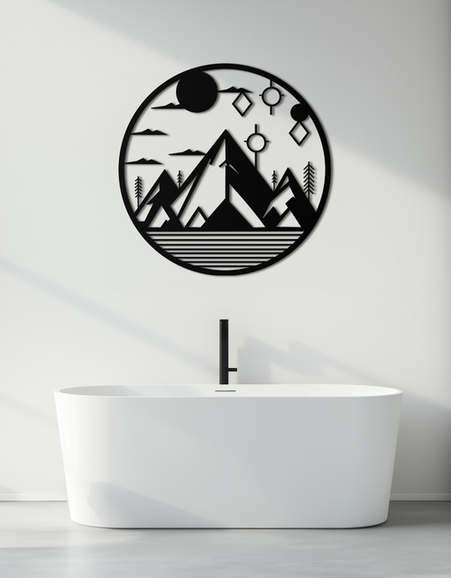 Load image into Gallery viewer, Abstract Mountain Metal Wall Art – Geometric Mountain Silhouette Steel Decor for Modern Interiors- KAF336
