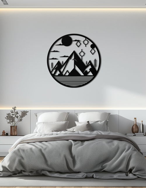 Load image into Gallery viewer, Abstract Mountain Metal Wall Art – Geometric Mountain Silhouette Steel Decor for Modern Interiors- KAF336
