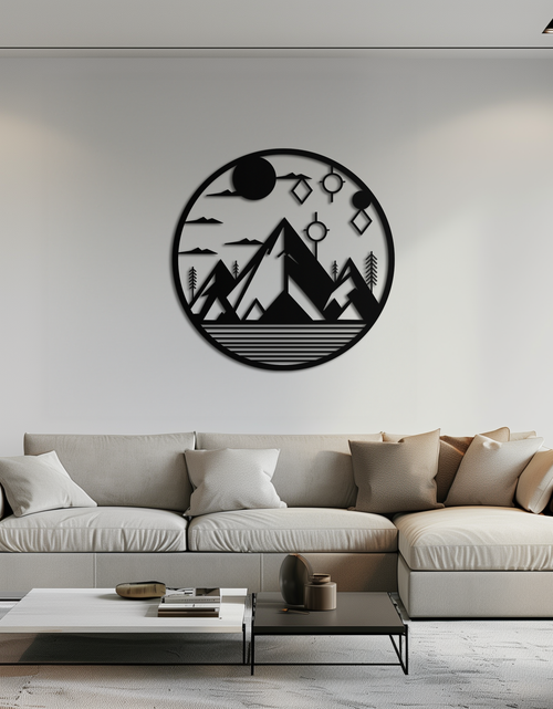 Load image into Gallery viewer, Abstract Mountain Metal Wall Art – Geometric Mountain Silhouette Steel Decor for Modern Interiors- KAF336
