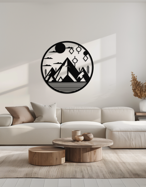 Load image into Gallery viewer, Abstract Mountain Metal Wall Art – Geometric Mountain Silhouette Steel Decor for Modern Interiors- KAF336
