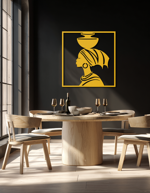 Load image into Gallery viewer, African Woman Metal Wall Art – Elegant Tribal Silhouette Steel Decor for Cultural and Boho Interiors- KAF338
