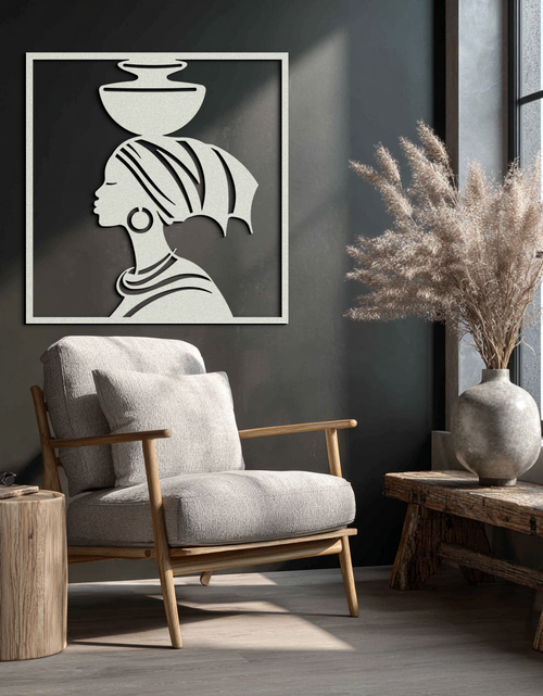Load image into Gallery viewer, African Woman Metal Wall Art – Elegant Tribal Silhouette Steel Decor for Cultural and Boho Interiors- KAF338

