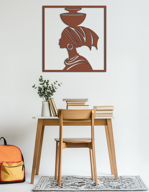 Load image into Gallery viewer, African Woman Metal Wall Art – Elegant Tribal Silhouette Steel Decor for Cultural and Boho Interiors- KAF338
