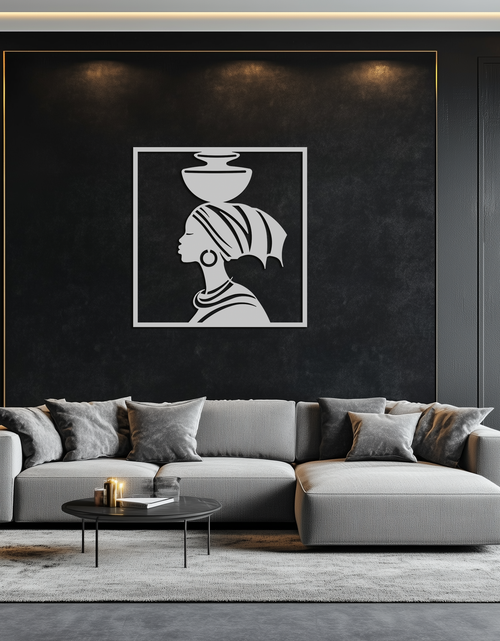 Load image into Gallery viewer, African Woman Metal Wall Art – Elegant Tribal Silhouette Steel Decor for Cultural and Boho Interiors- KAF338
