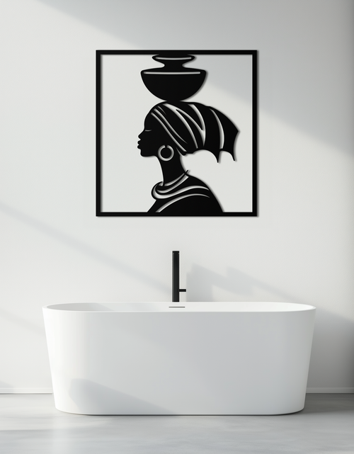 Load image into Gallery viewer, African Woman Metal Wall Art – Elegant Tribal Silhouette Steel Decor for Cultural and Boho Interiors- KAF338
