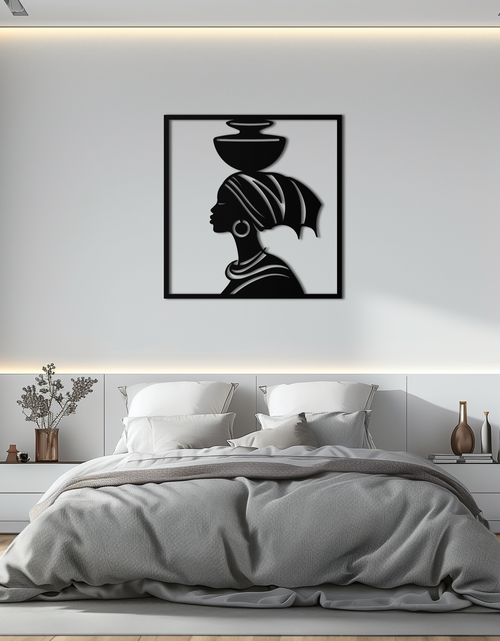 Load image into Gallery viewer, African Woman Metal Wall Art – Elegant Tribal Silhouette Steel Decor for Cultural and Boho Interiors- KAF338
