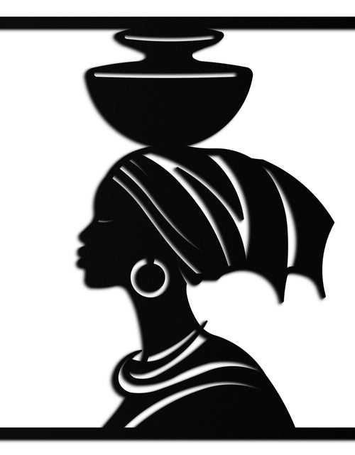 Load image into Gallery viewer, African Woman Metal Wall Art – Elegant Tribal Silhouette Steel Decor for Cultural and Boho Interiors- KAF338
