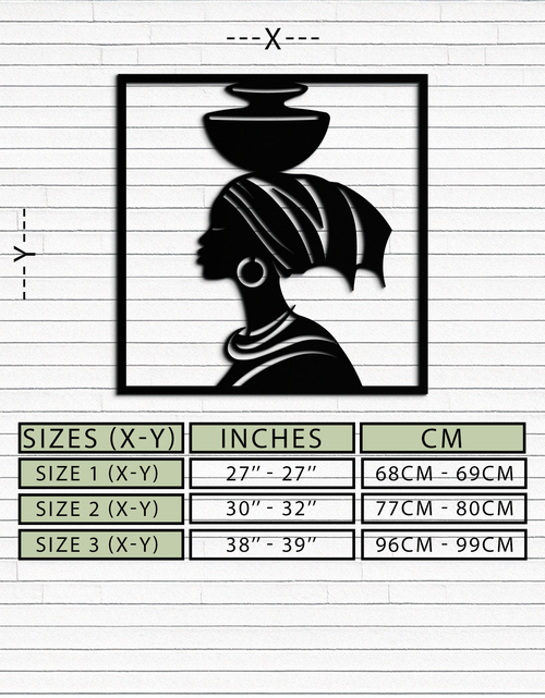 Load image into Gallery viewer, African Woman Metal Wall Art – Elegant Tribal Silhouette Steel Decor for Cultural and Boho Interiors- KAF338
