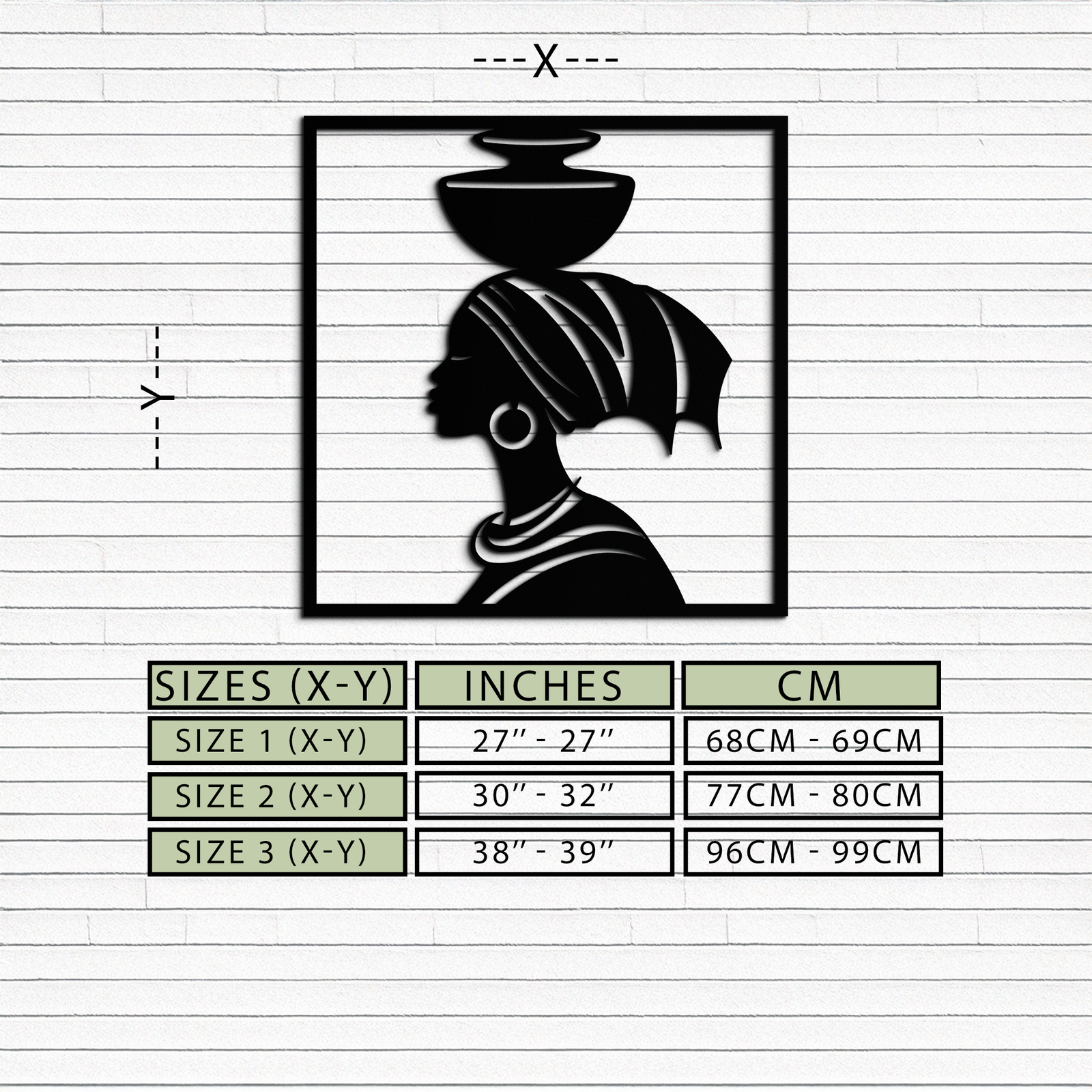 African Woman Metal Wall Art – Elegant Tribal Silhouette Steel Decor for Cultural and Boho Interiors- KAF338
