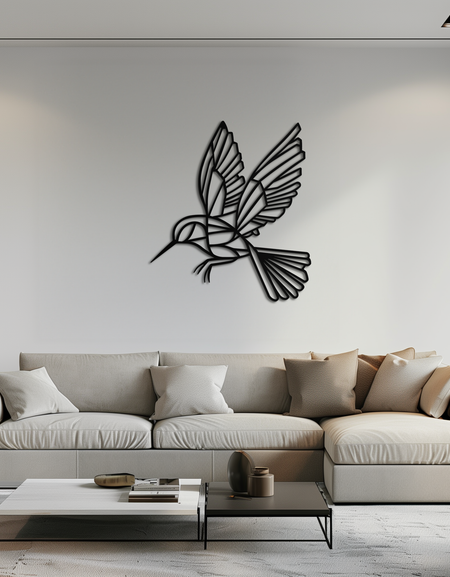 Sinek Kuşu Metal Duvar Sanatı – Doğadan Esinlenen İç Mekanlar İçin Narin Kuş Silüeti Çelik Dekoru- KAF339