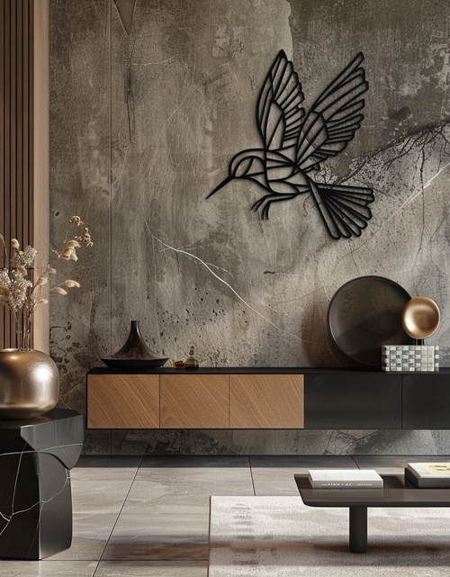 Load image into Gallery viewer, Hummingbird Metal Wall Art – Delicate Bird Silhouette Steel Decor for Nature-Inspired Interiors- KAF339

