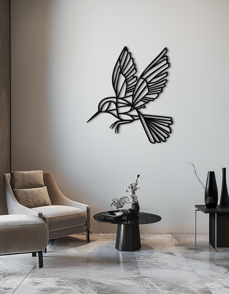 Sinek Kuşu Metal Duvar Sanatı – Doğadan Esinlenen İç Mekanlar İçin Narin Kuş Silüeti Çelik Dekoru- KAF339