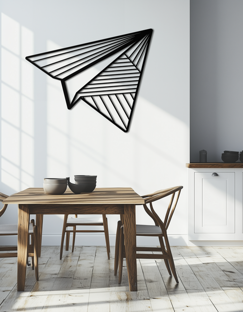 Resmi Galeri görüntüleyicisine yükleyin, Kağıt Uçak Metal Duvar Sanatı – Modern ve Şahane Mekanlar İçin Minimalist Uçuş Silüeti Çelik Dekoru- KAF340
