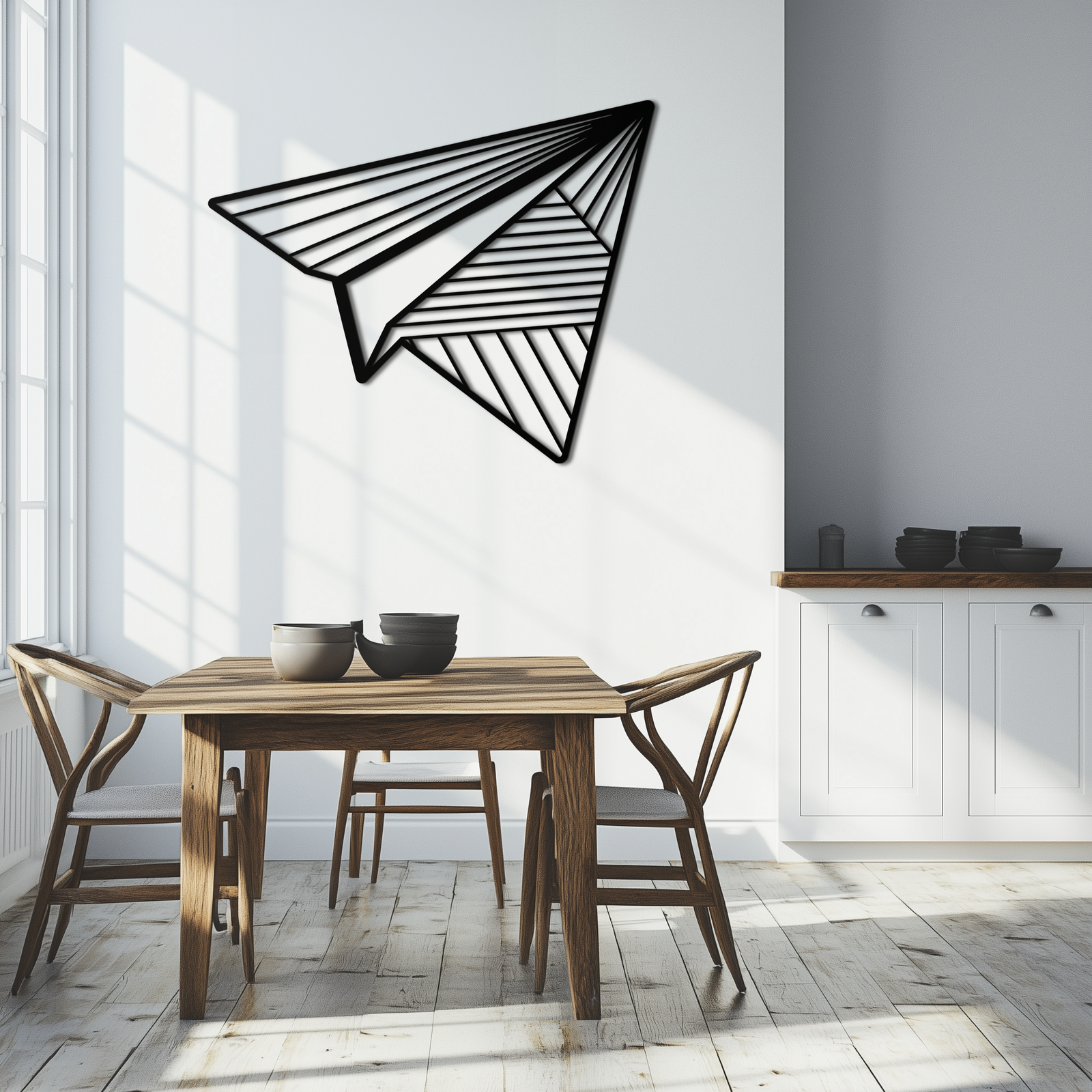 Kağıt Uçak Metal Duvar Sanatı – Modern ve Şahane Mekanlar İçin Minimalist Uçuş Silüeti Çelik Dekoru- KAF340