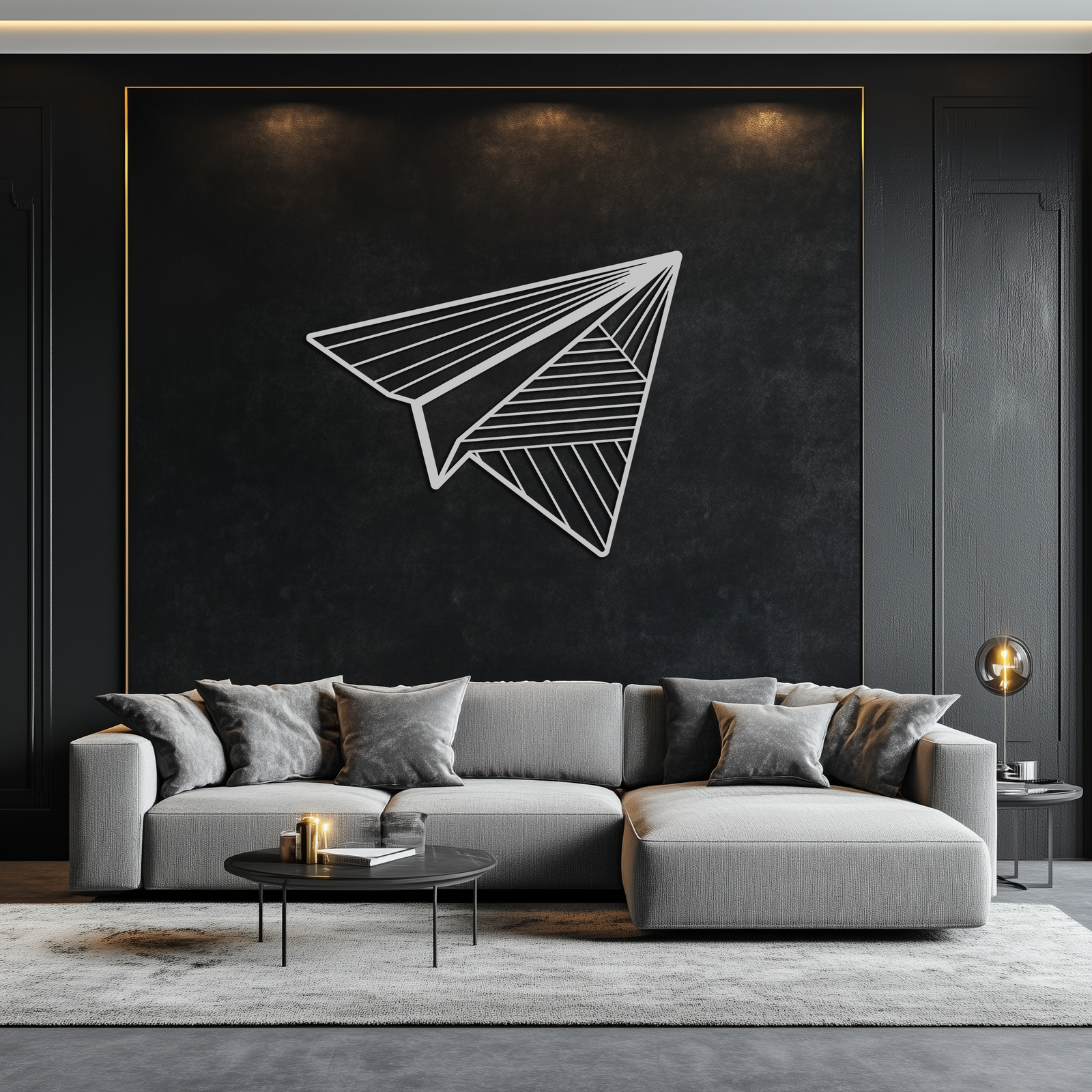 Kağıt Uçak Metal Duvar Sanatı – Modern ve Şahane Mekanlar İçin Minimalist Uçuş Silüeti Çelik Dekoru- KAF340