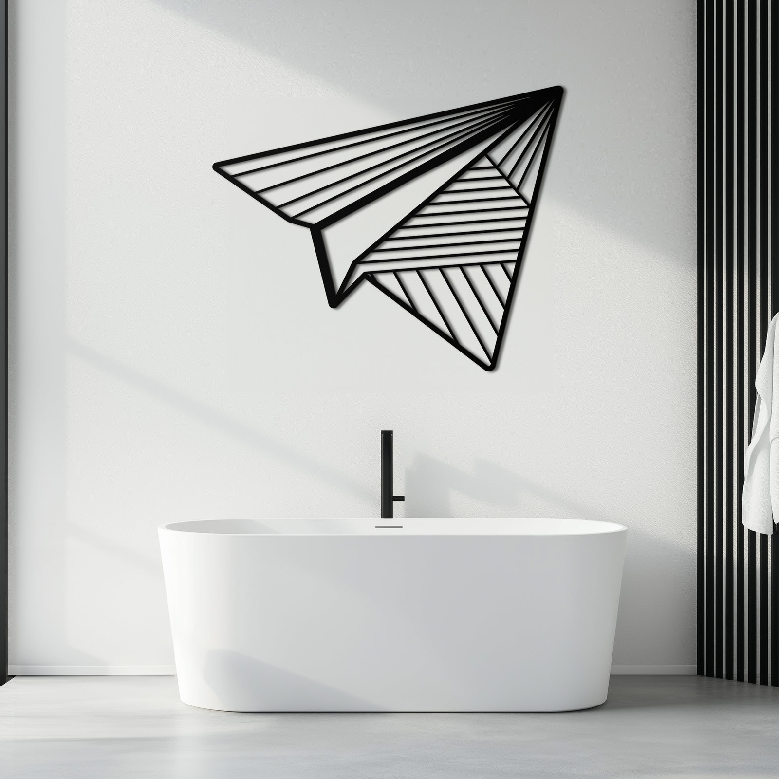 Kağıt Uçak Metal Duvar Sanatı – Modern ve Şahane Mekanlar İçin Minimalist Uçuş Silüeti Çelik Dekoru- KAF340
