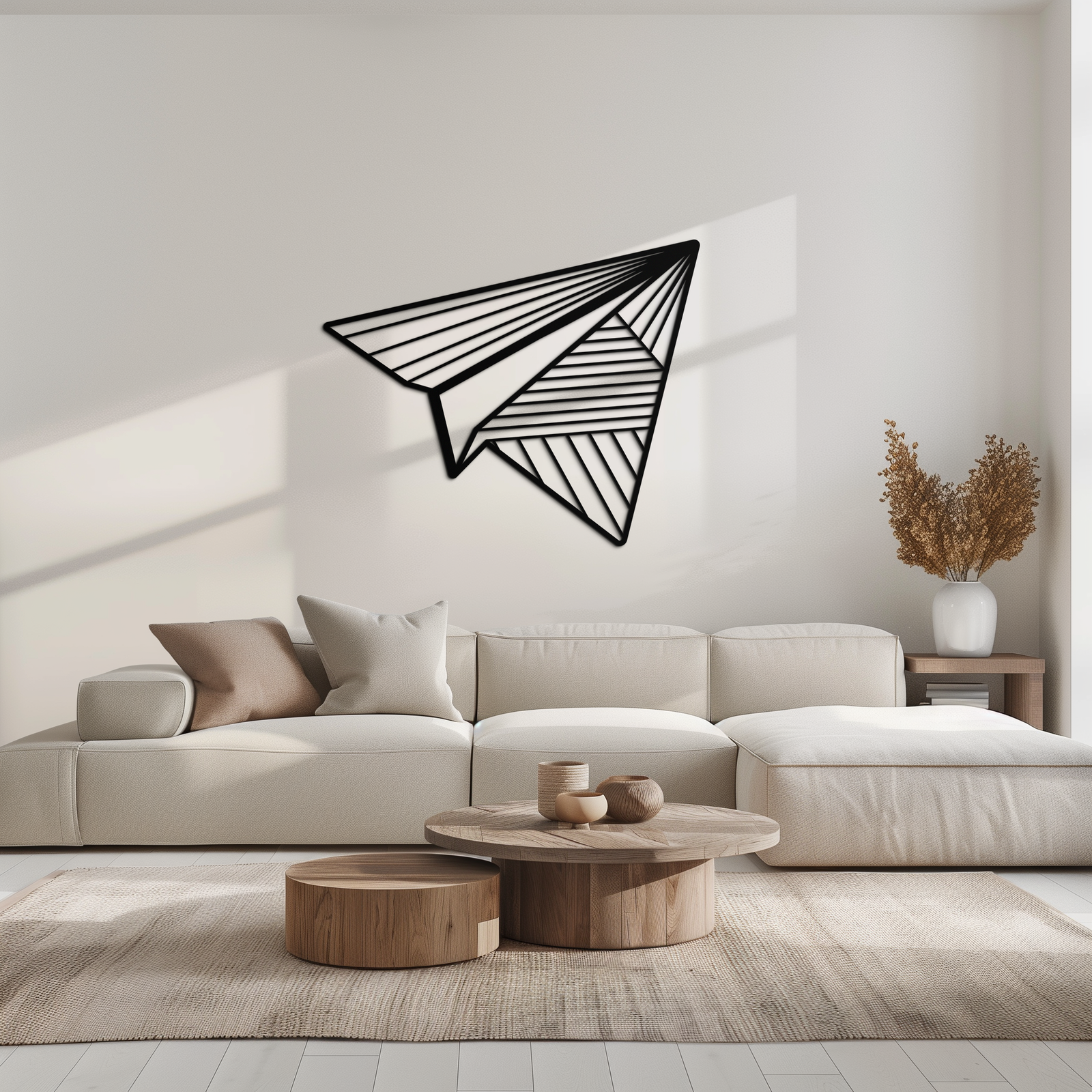 Kağıt Uçak Metal Duvar Sanatı – Modern ve Şahane Mekanlar İçin Minimalist Uçuş Silüeti Çelik Dekoru- KAF340