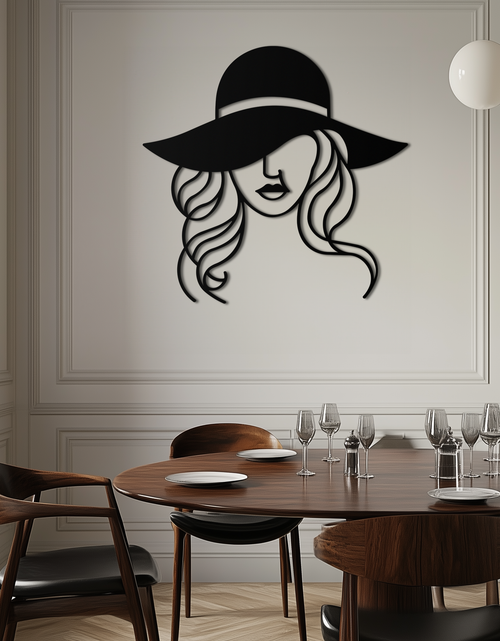 Load image into Gallery viewer, Hat Woman Metal Wall Art – Elegant Female Silhouette Steel Decor with Wide Brim Hat- KAF341
