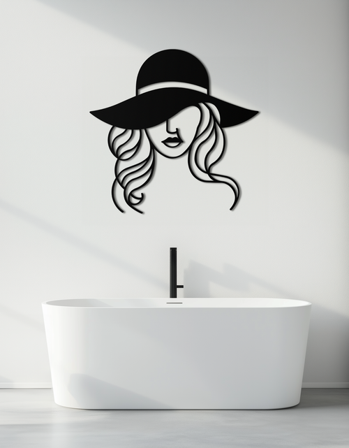 Load image into Gallery viewer, Hat Woman Metal Wall Art – Elegant Female Silhouette Steel Decor with Wide Brim Hat- KAF341
