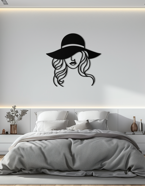 Load image into Gallery viewer, Hat Woman Metal Wall Art – Elegant Female Silhouette Steel Decor with Wide Brim Hat- KAF341
