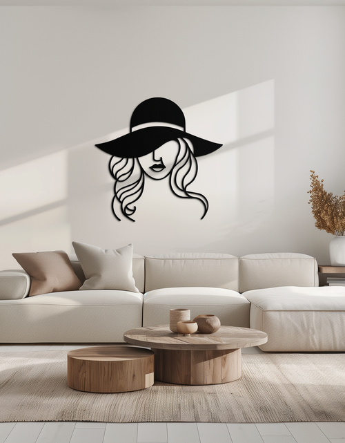 Load image into Gallery viewer, Hat Woman Metal Wall Art – Elegant Female Silhouette Steel Decor with Wide Brim Hat- KAF341

