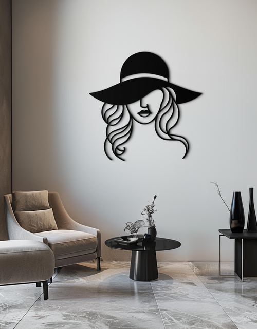 Load image into Gallery viewer, Hat Woman Metal Wall Art – Elegant Female Silhouette Steel Decor with Wide Brim Hat- KAF341
