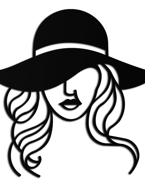 Load image into Gallery viewer, Hat Woman Metal Wall Art – Elegant Female Silhouette Steel Decor with Wide Brim Hat- KAF341
