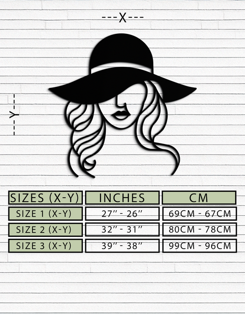 Load image into Gallery viewer, Hat Woman Metal Wall Art – Elegant Female Silhouette Steel Decor with Wide Brim Hat- KAF341
