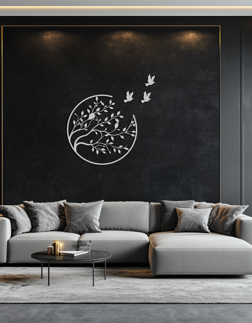 Load image into Gallery viewer, Flying Birds from Branch Metal Wall Art – Nature-Inspired Silhouette Steel Decor for Elegant Interiors- KAF343
