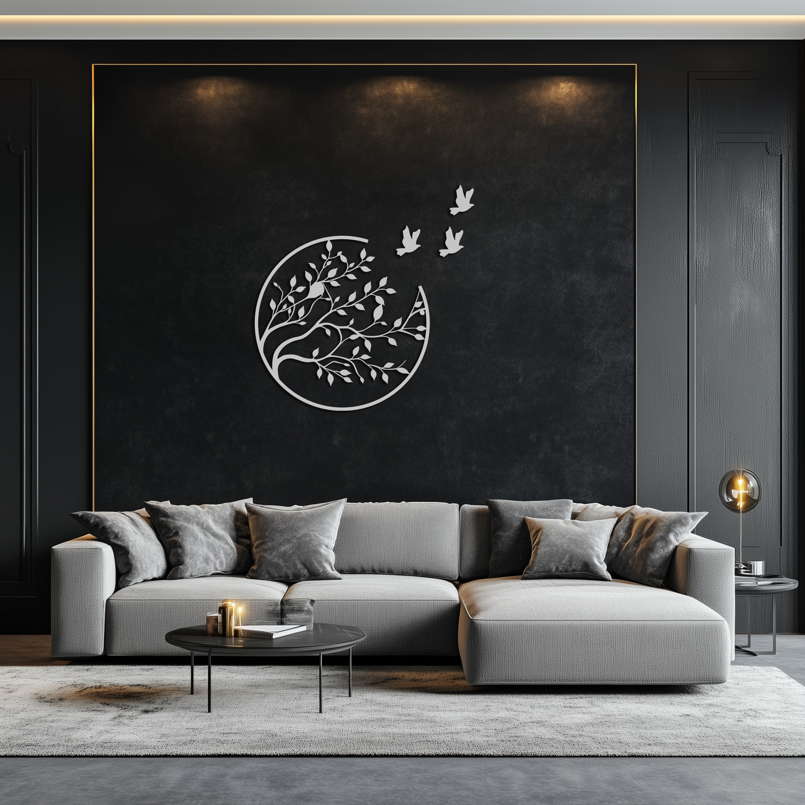 Flying Birds from Branch Metal Wall Art – Nature-Inspired Silhouette Steel Decor for Elegant Interiors- KAF343