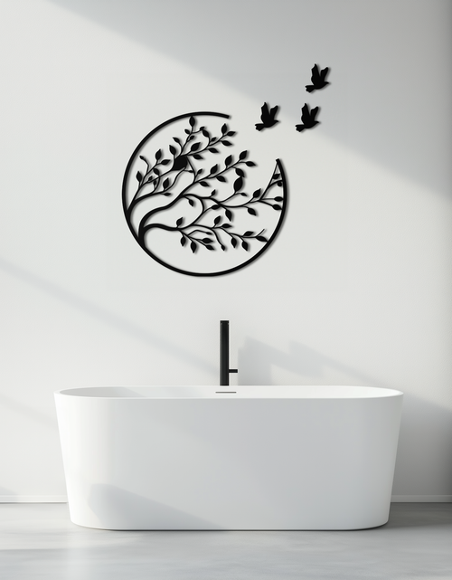 Load image into Gallery viewer, Flying Birds from Branch Metal Wall Art – Nature-Inspired Silhouette Steel Decor for Elegant Interiors- KAF343
