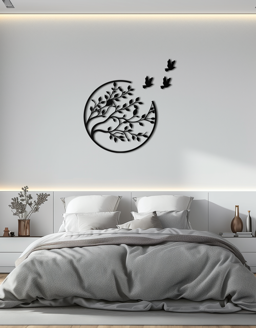 Load image into Gallery viewer, Flying Birds from Branch Metal Wall Art – Nature-Inspired Silhouette Steel Decor for Elegant Interiors- KAF343
