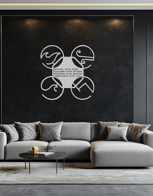 Resmi Galeri görüntüleyicisine yükleyin, Dört Element Motto Metal Duvar Sanatı – Toprak, Hava, Ateş, Su Modern Manevi Dekor İçin Çelik Siluet - KAF344
