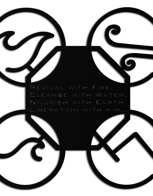 Load image into Gallery viewer, Four Elements Motto Metal Wall Art – Earth, Air, Fire, Water Steel Silhouette for Modern Spiritual Decor- KAF344
