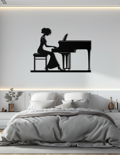Load image into Gallery viewer, Pianist Woman Metal Wall Art – Elegant Music-Inspired Steel Silhouette for Modern Home Decor- KAF345
